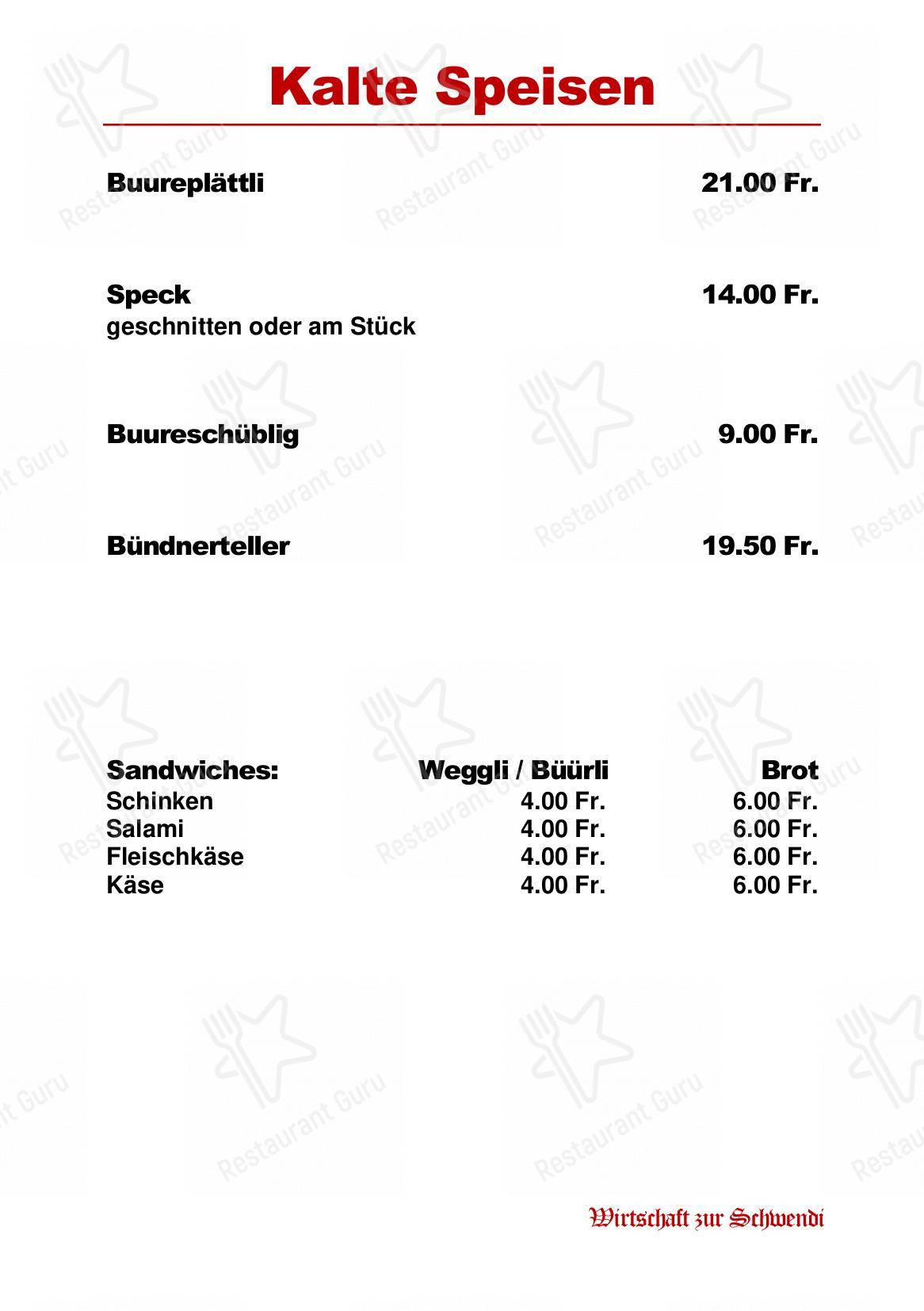 Коктейльная карта per Restaurant Schwendi ristorante