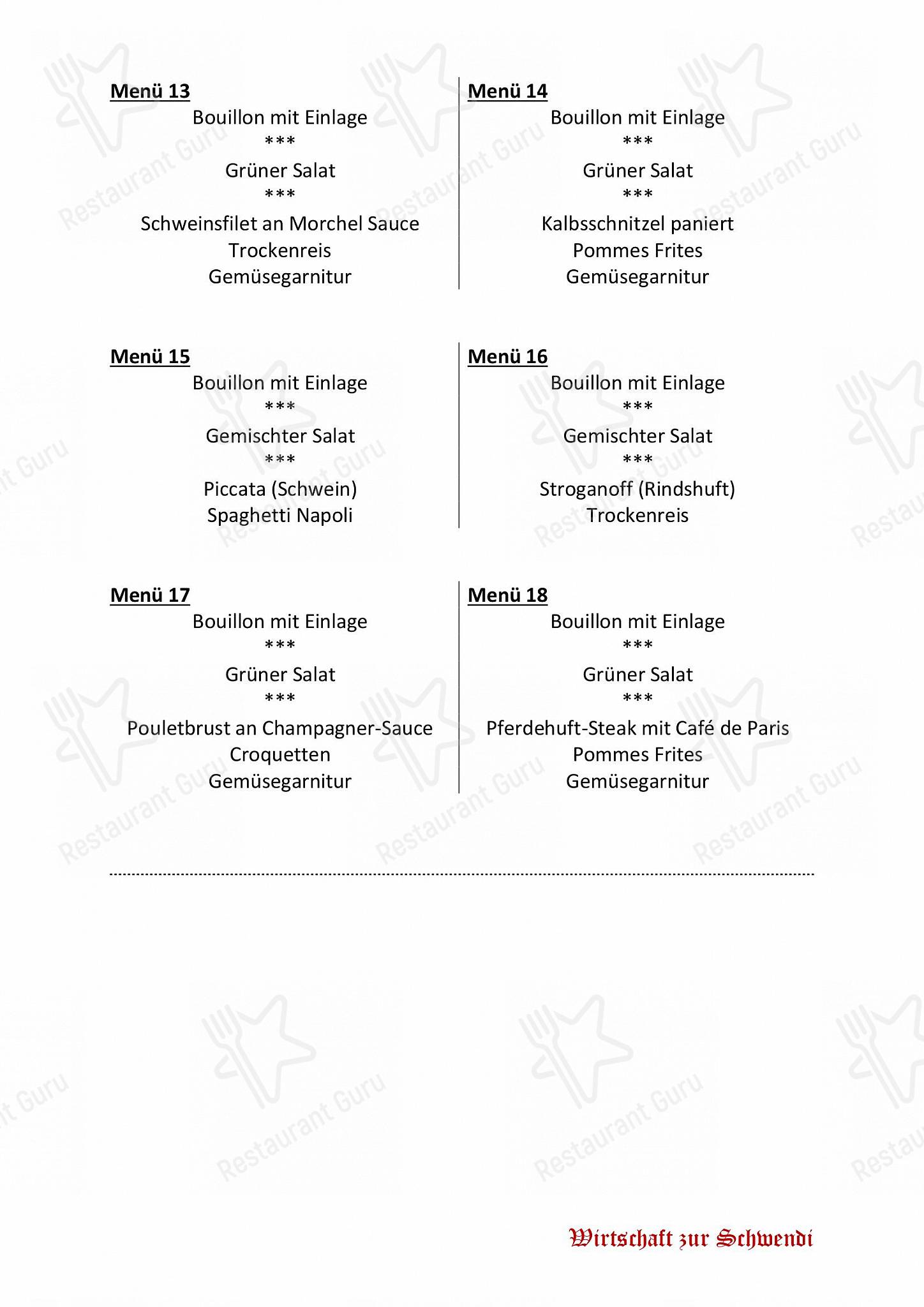 Restaurant Schwendi in Bauma - Коктейльная карта