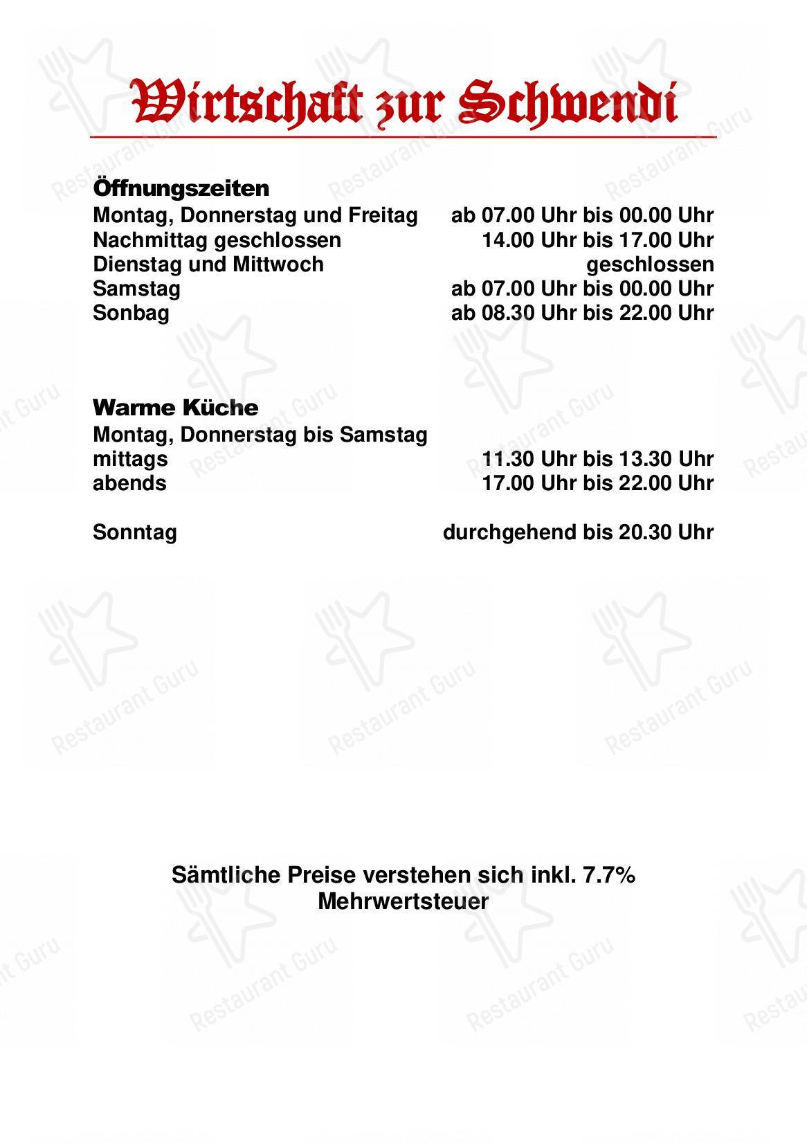 Коктейльная карта per Restaurant Schwendi in Bauma