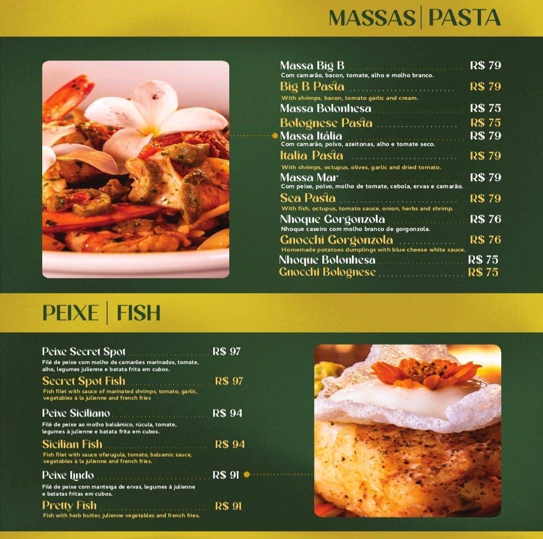 Secret Spot Restaurante cardápio