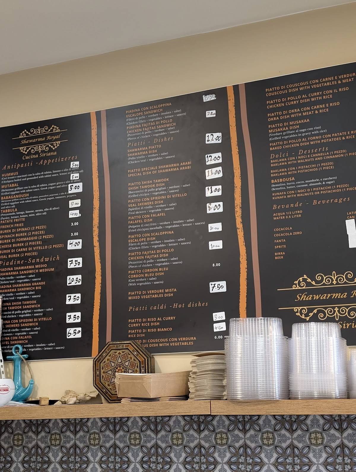 Menu de Shawarma Royal