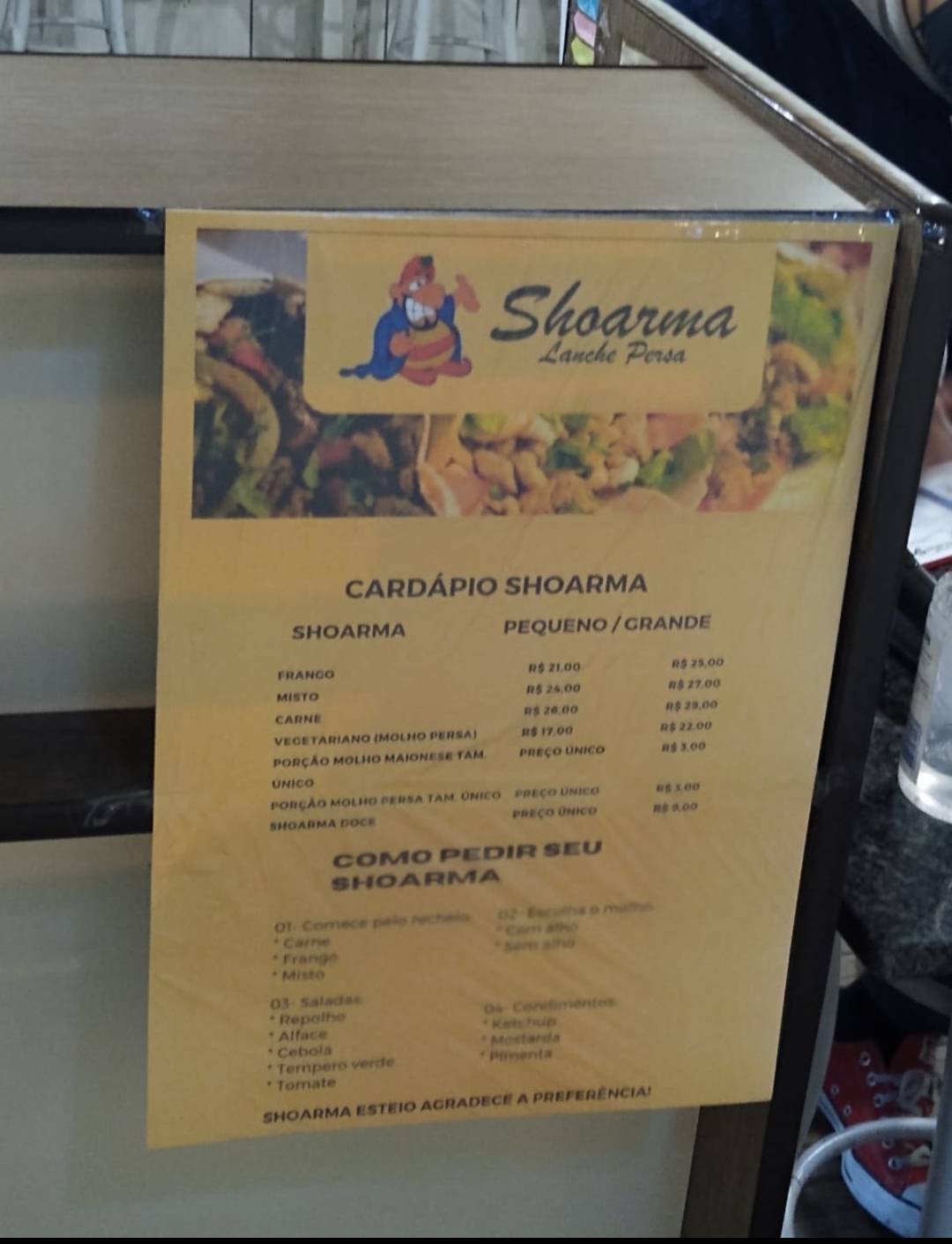 Shoarma Lanche Persa cardápio