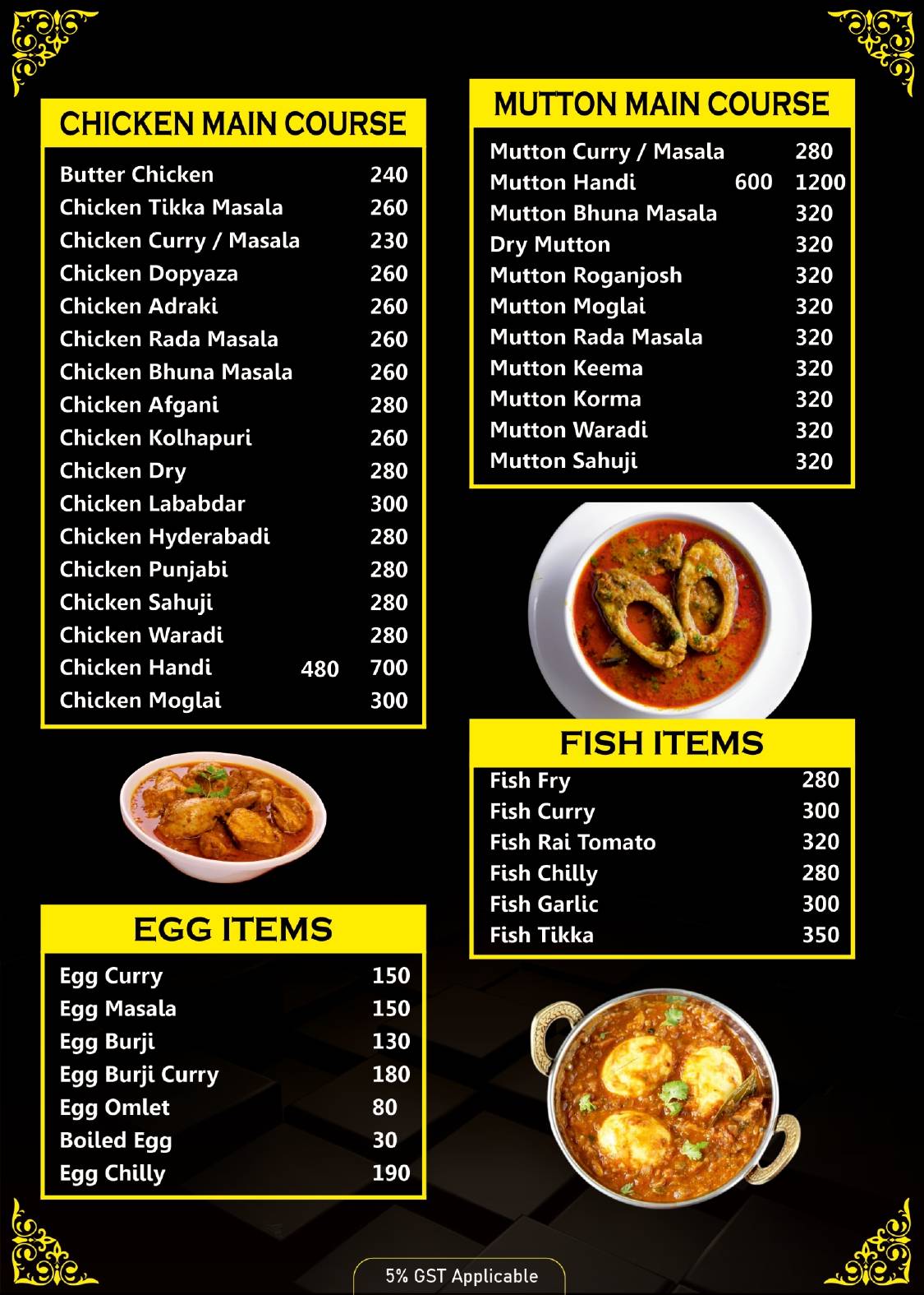 Sitara Family Restaurant menu