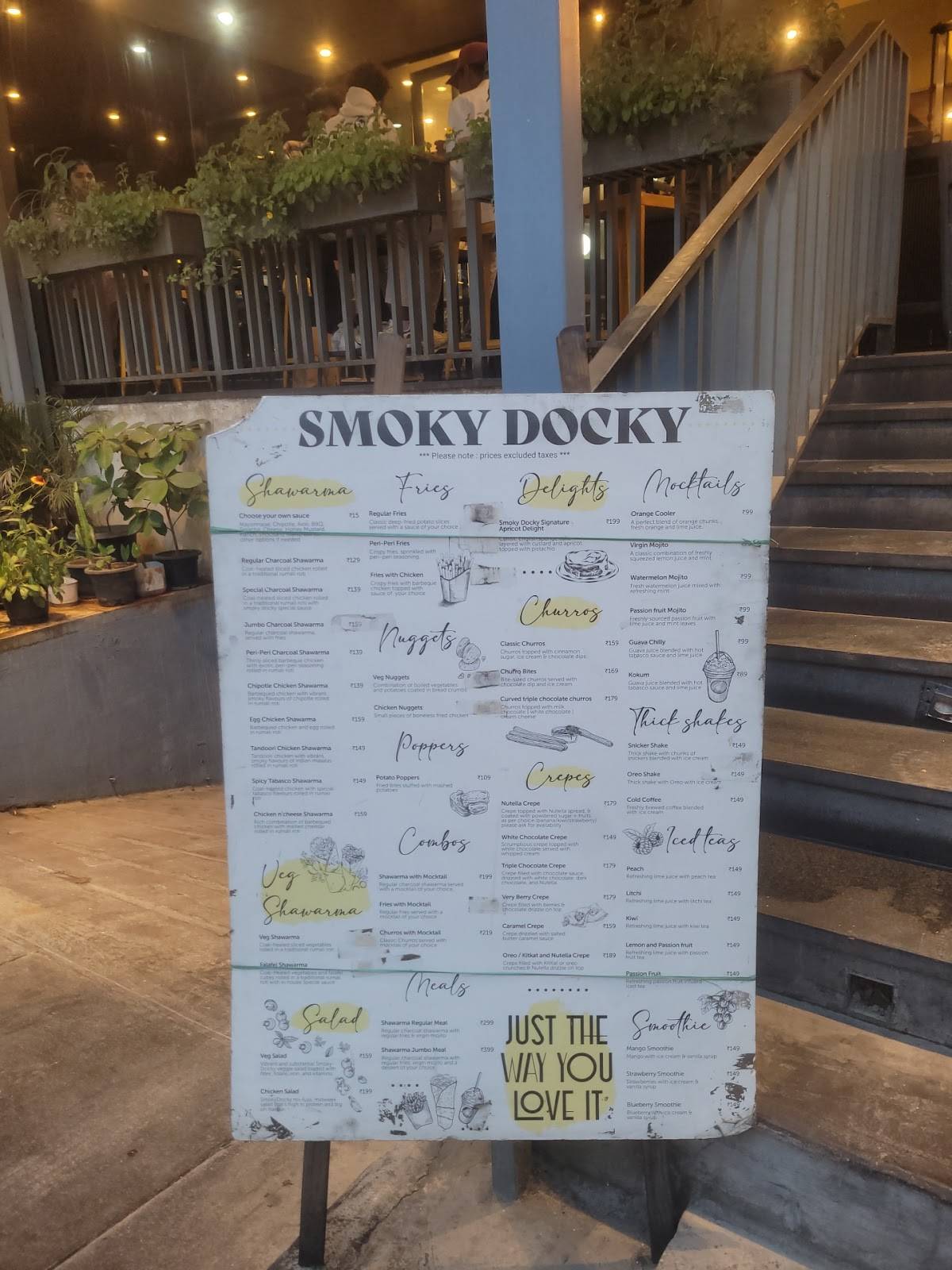 Smoky Docky kalyan Nagar menu