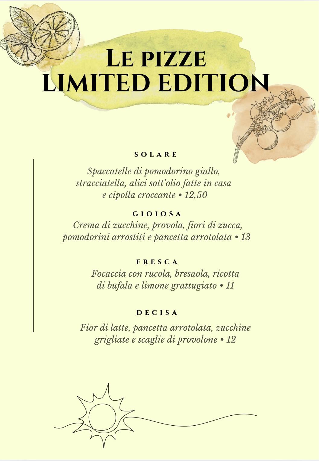 Menu di Sogni d'acqua e farina 