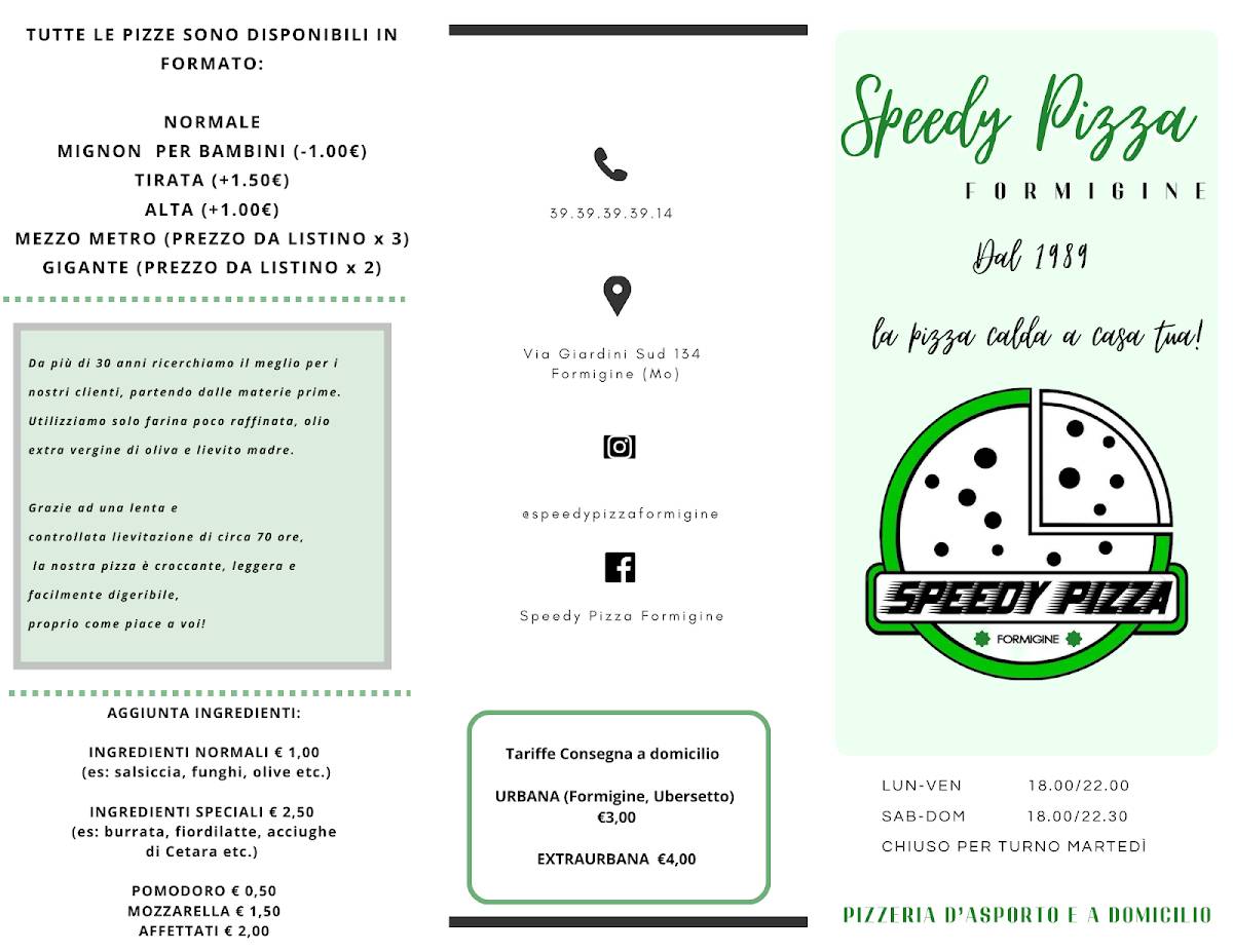 Menu di Speedy Pizza Formigine 