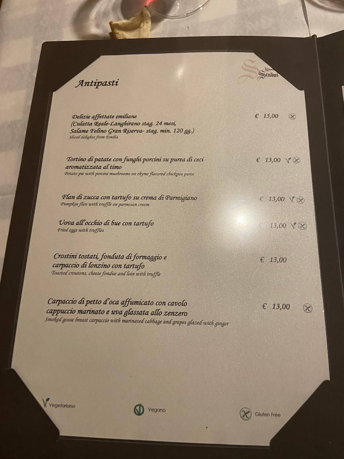 Menu di Stubai Ristorante 