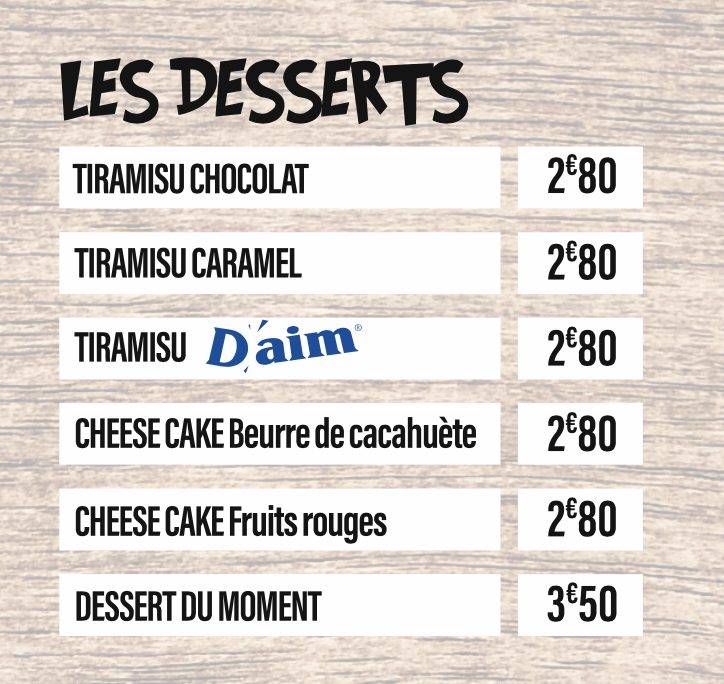 Menu de Tac'House