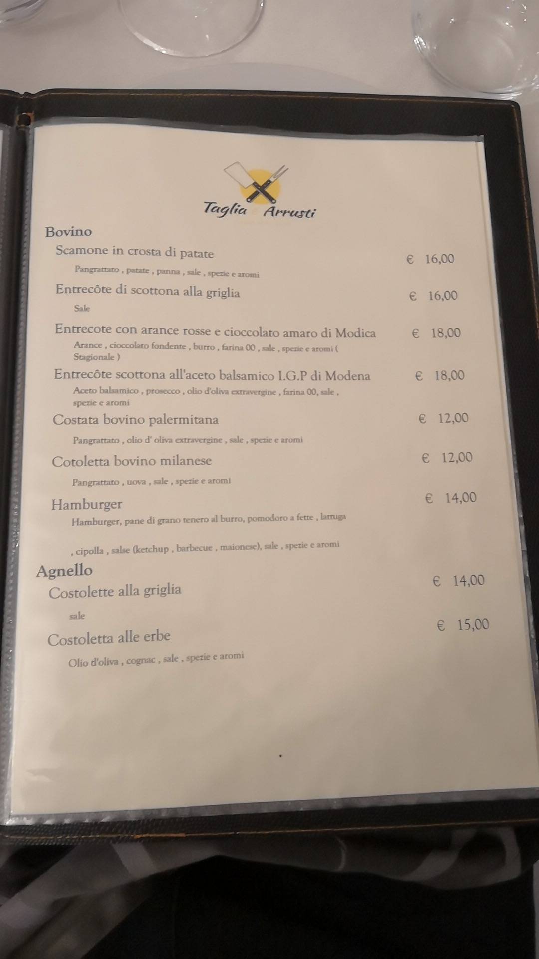 Menu di Taglia E Arrusti 