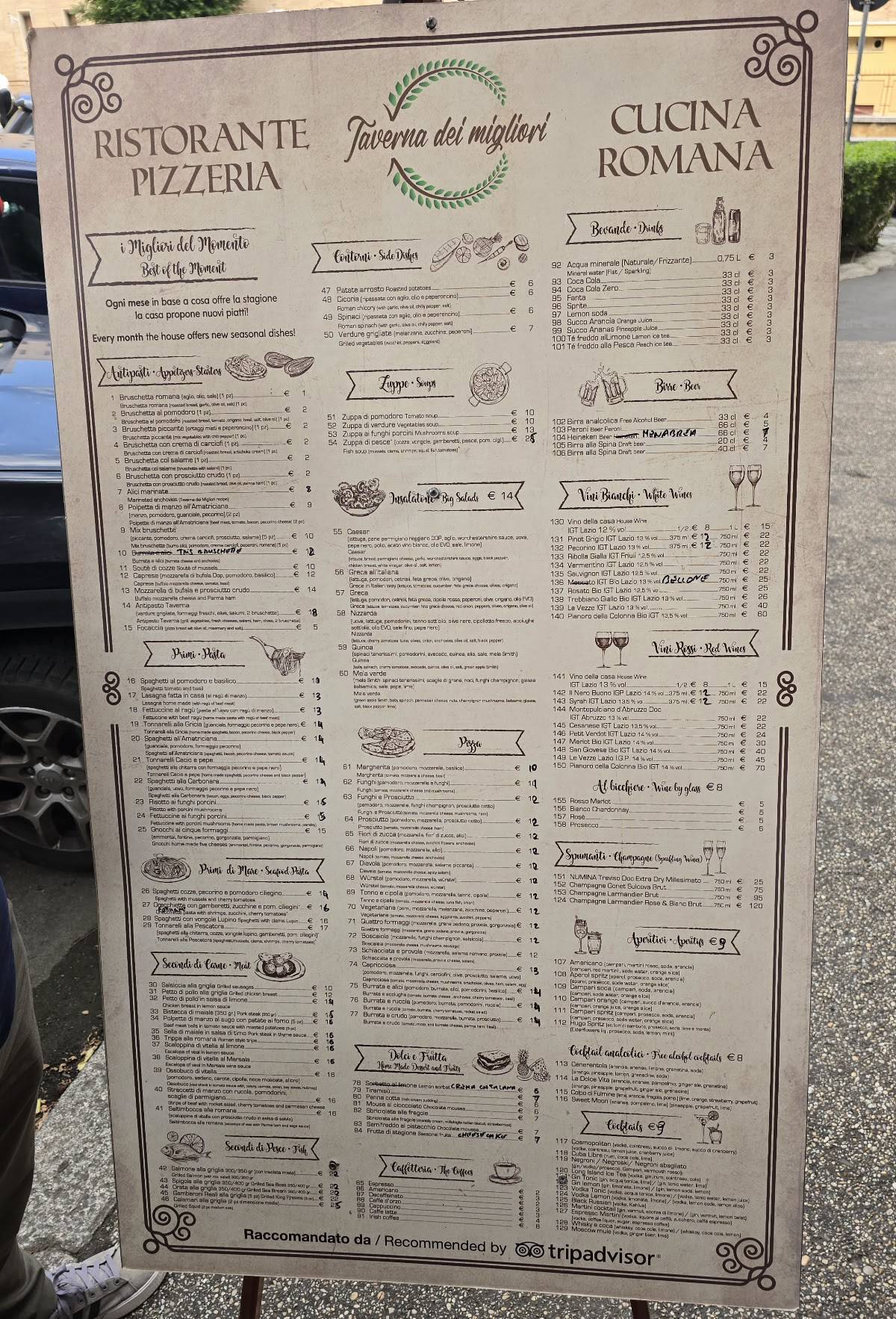 Menu di Taverna dei migliori 