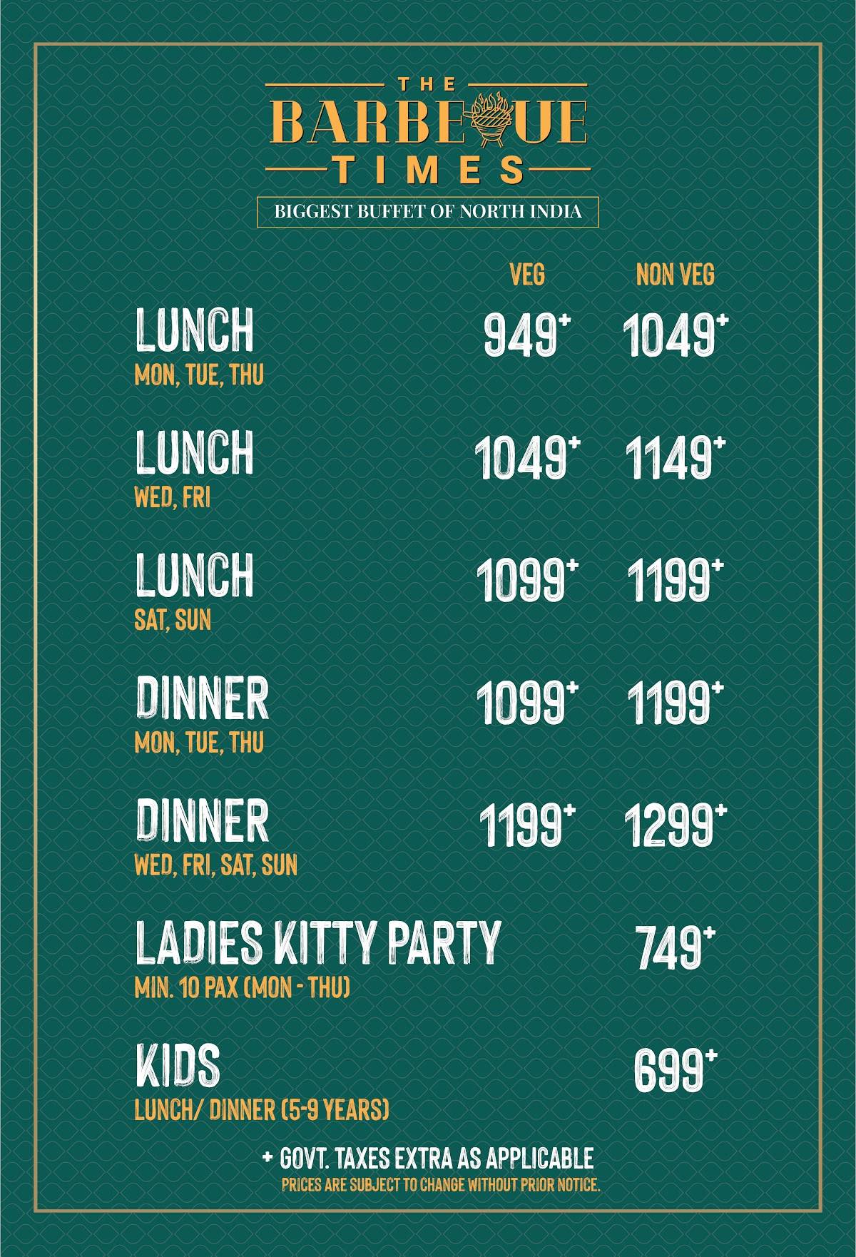 The Barbeque Times menu