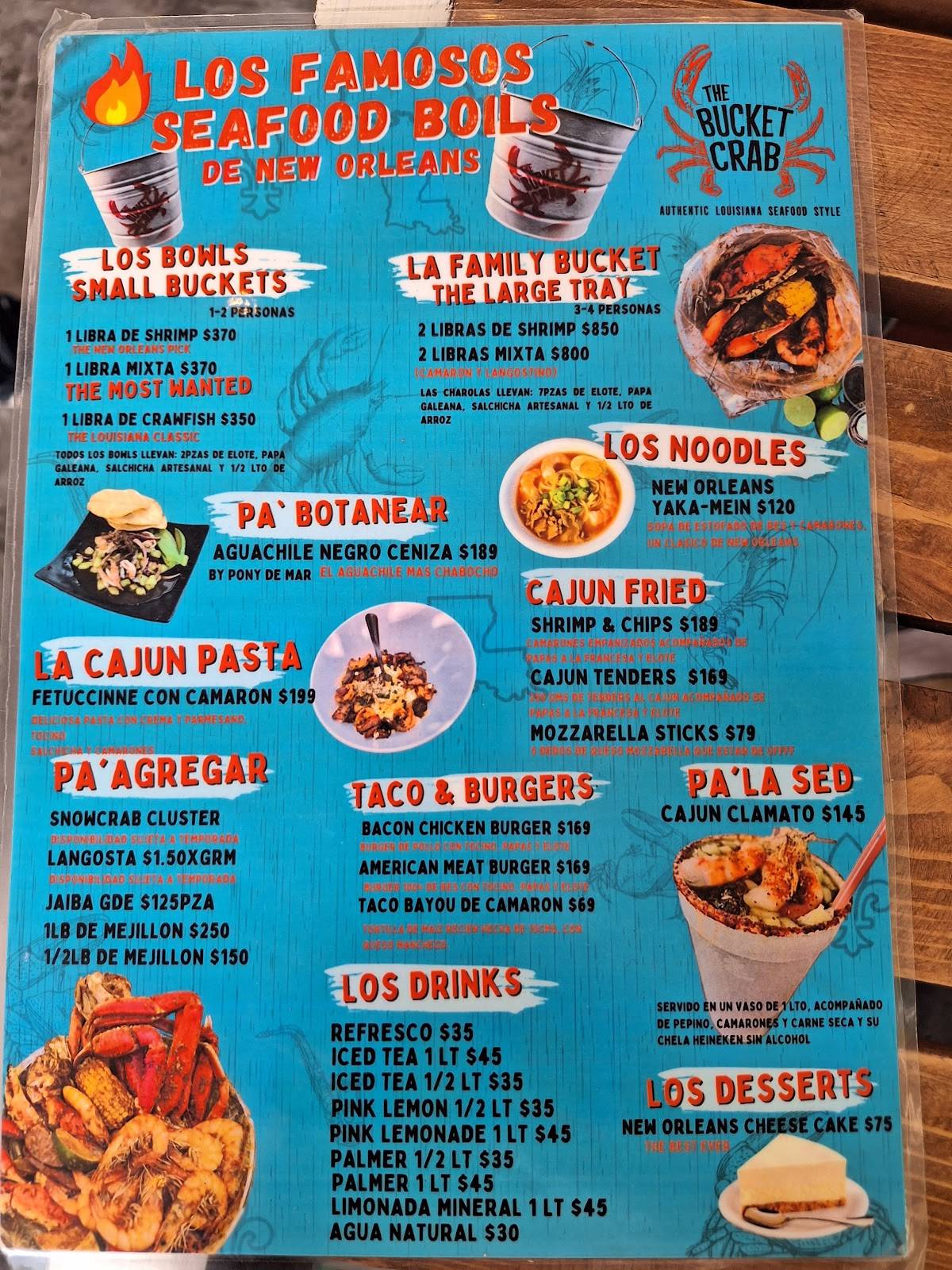 Carta del restaurante The Bucket Crab, Monterrey, Tepehuanes 1715