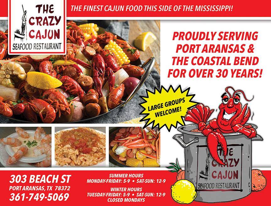 Menu at The Crazy Cajun Seafood Restaurant, Port Aransas