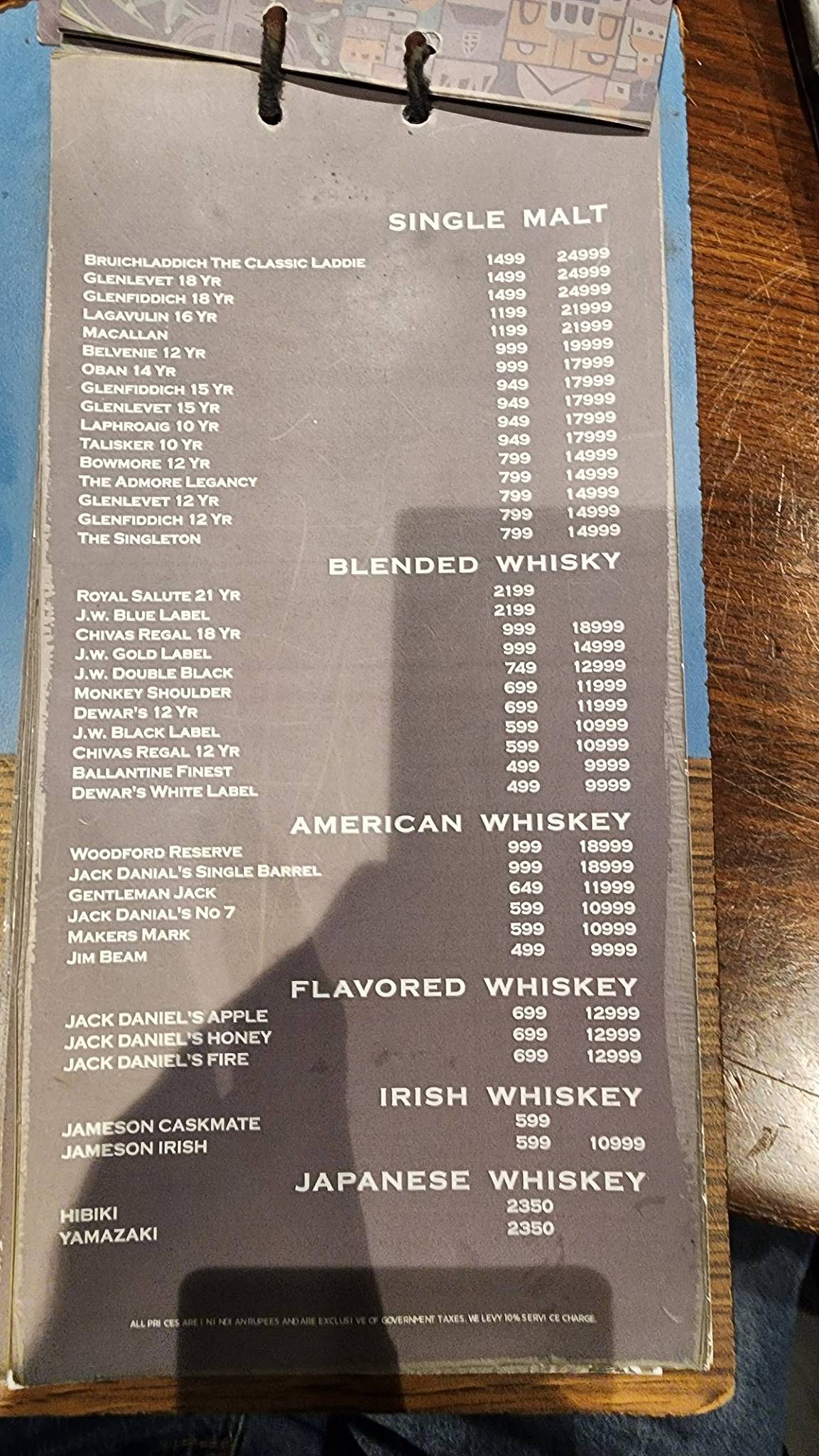 The House of Celeste menu