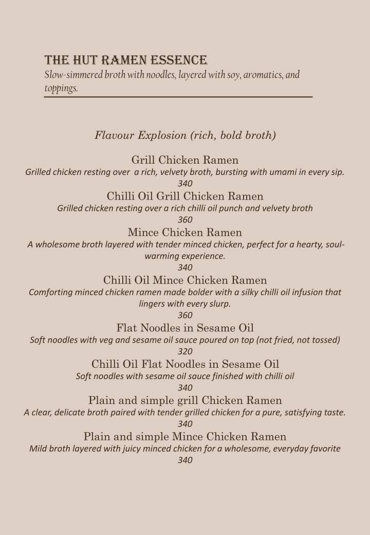 The Hut Restaurant - Shillong menu