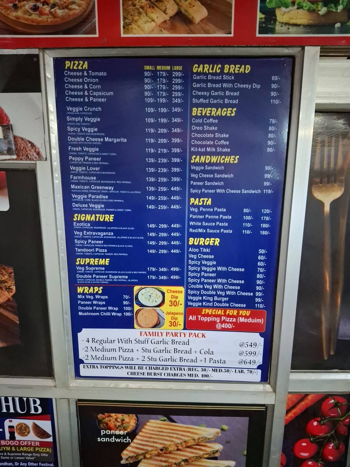 The Pizza Hub menu