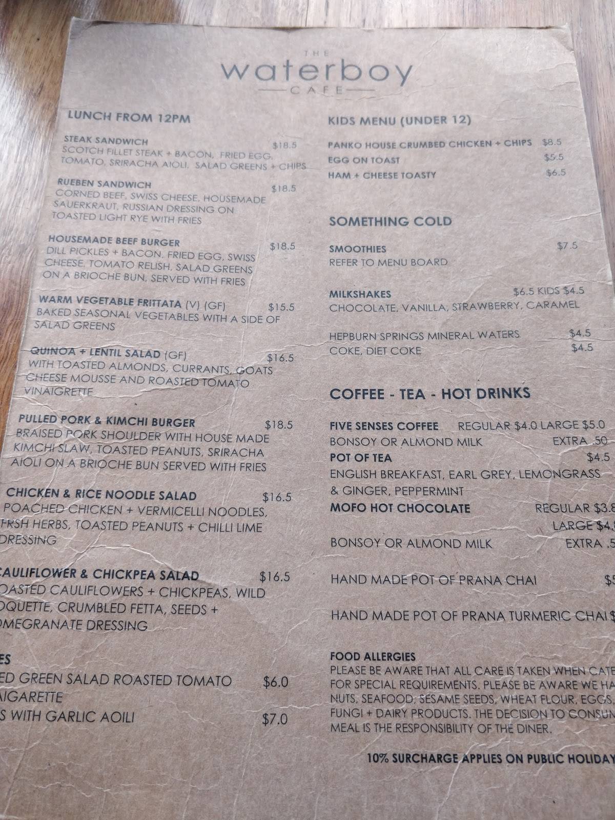 Menu at The Waterboy Cafe, Cowes