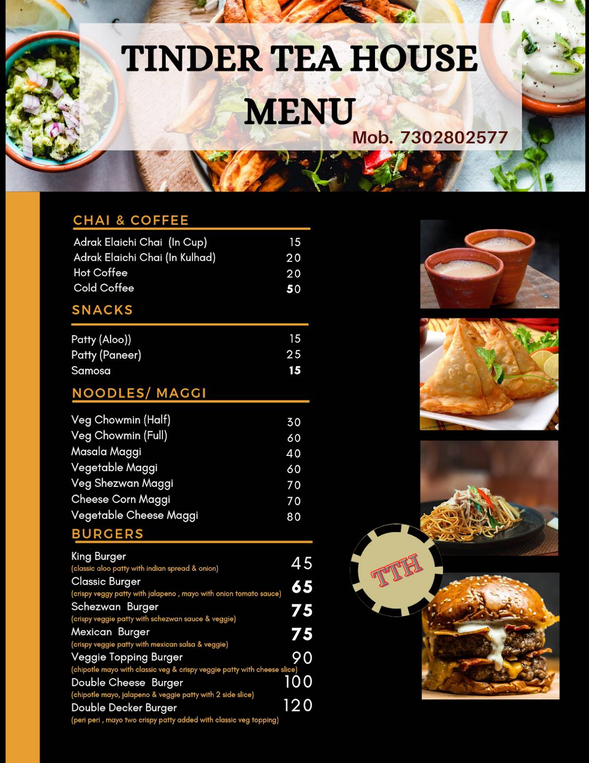 Tinder Tea House menu