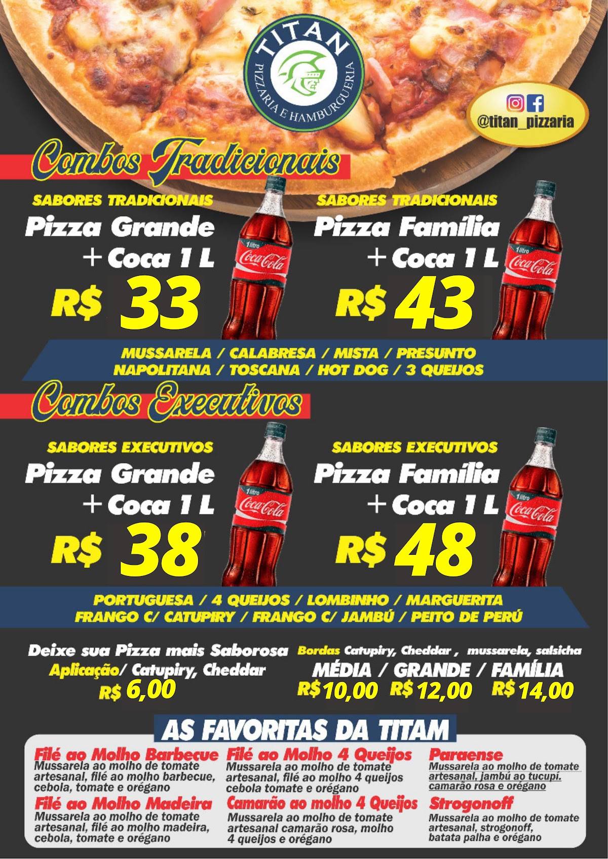 Titan Pizzaria e Hamburgueria cardápio