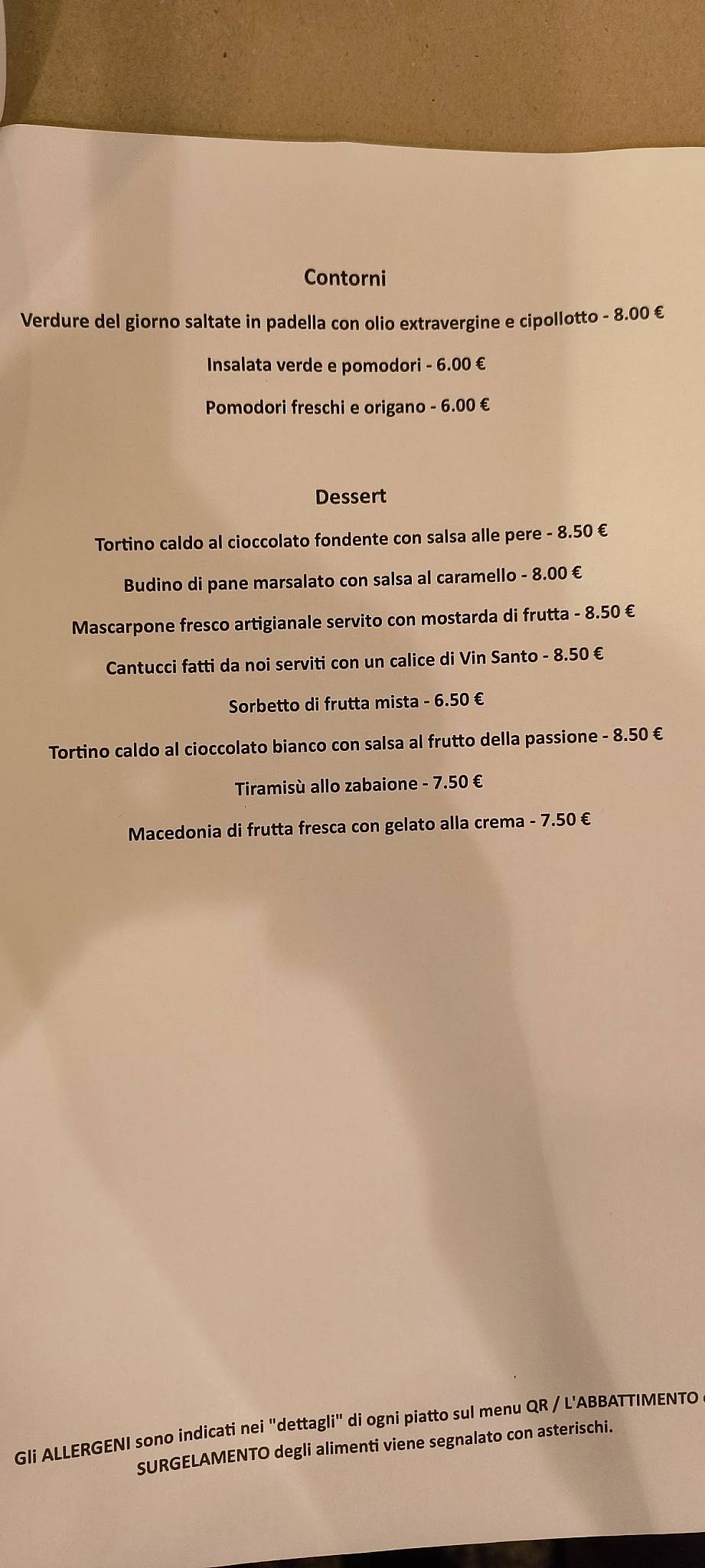Menu di Trattoria Mirta 