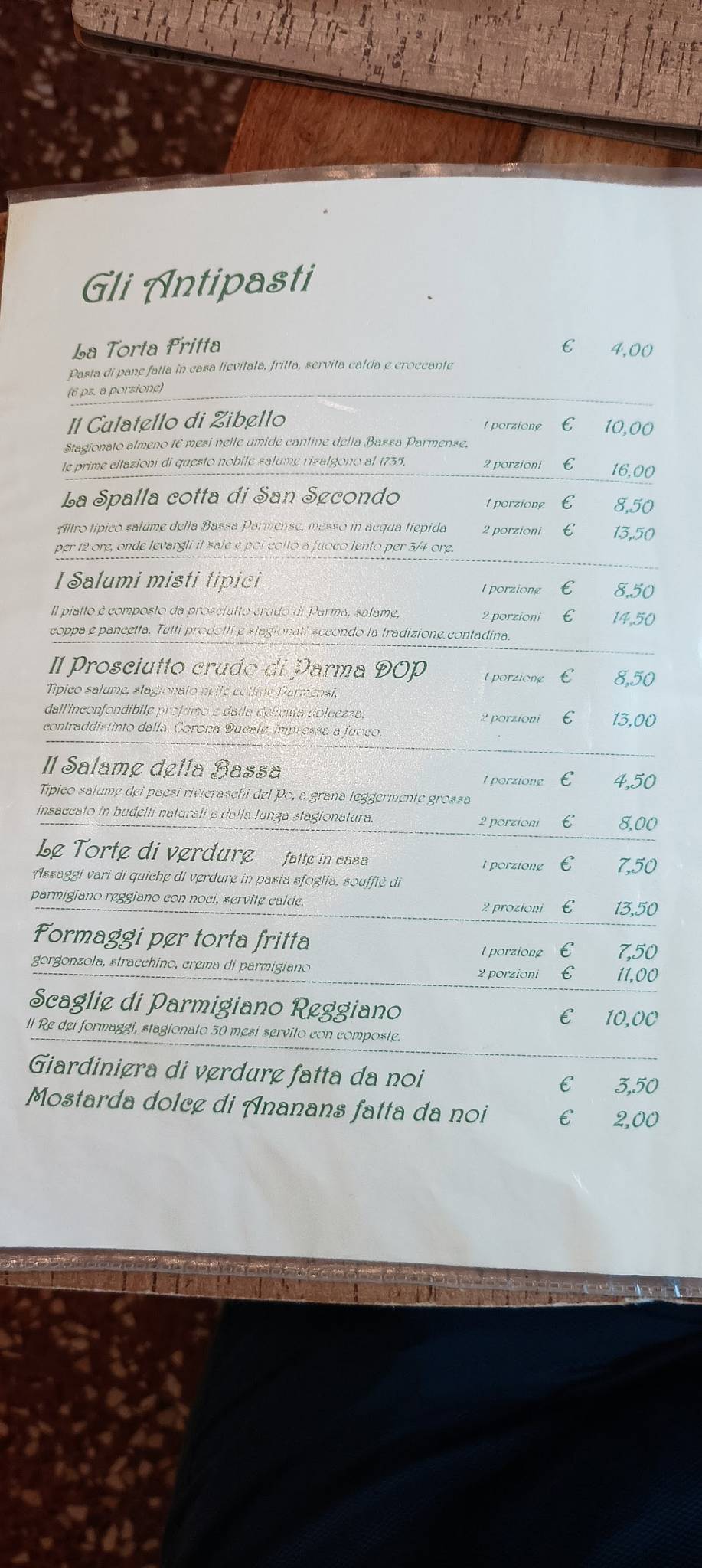 Menu di Trattoria dai Sibani 