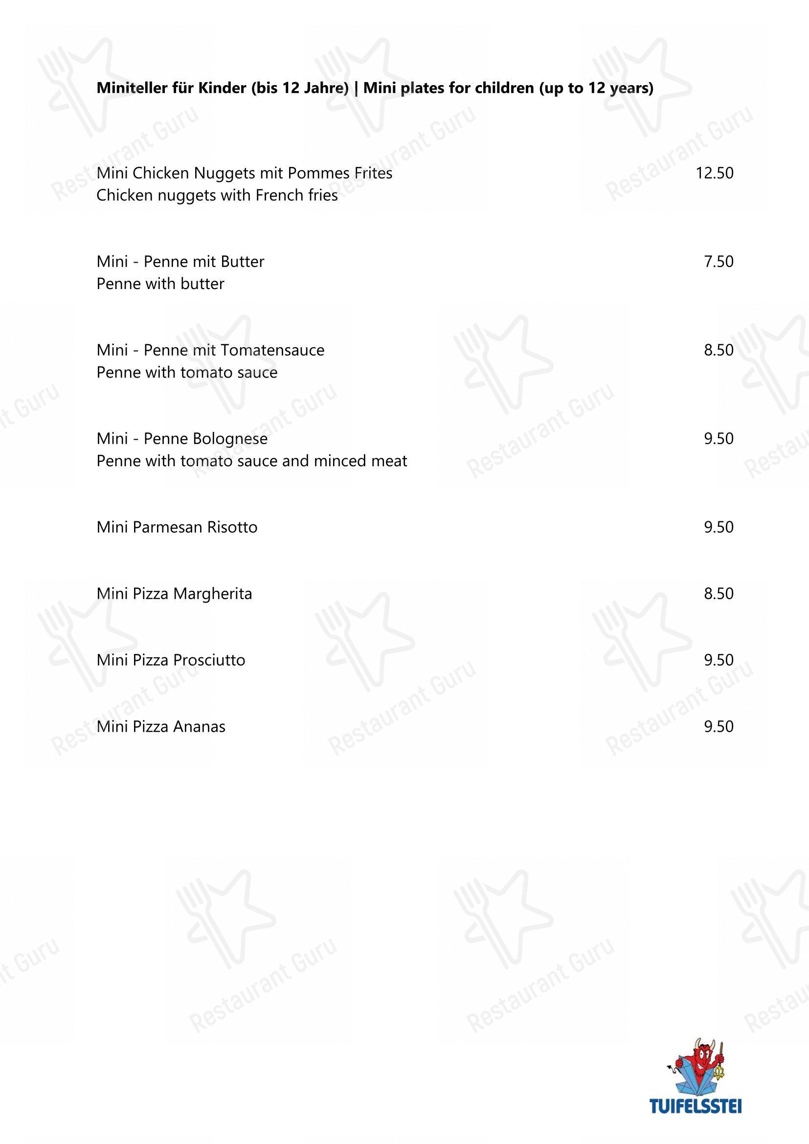 Menu di Restaurant Tuifelsstei - Menu bar