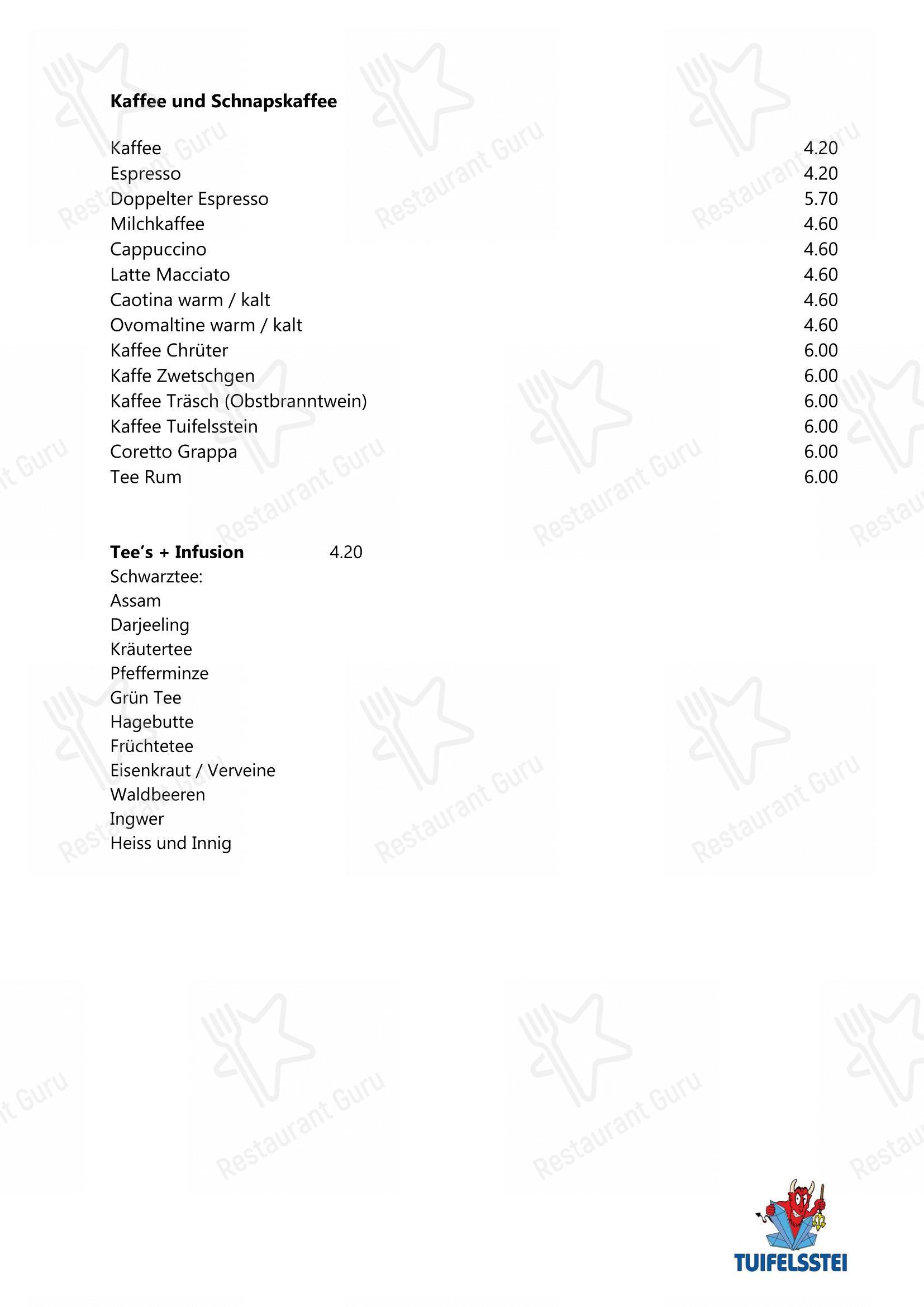 Restaurant Tuifelsstei in Engelberg - Menu bar