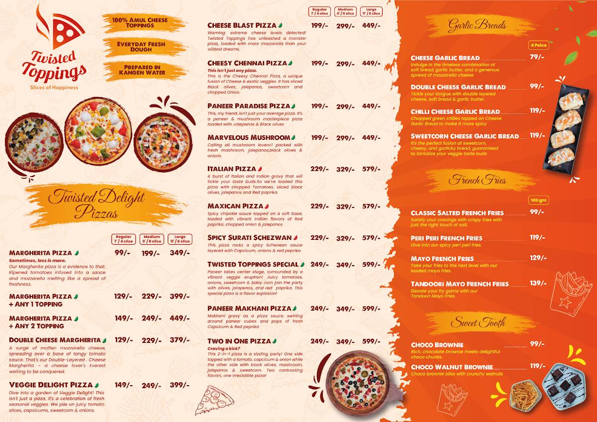 Twisted Toppings Pizzeria: Best Pizza in Ahmedabad & Pizza Restaurant menu