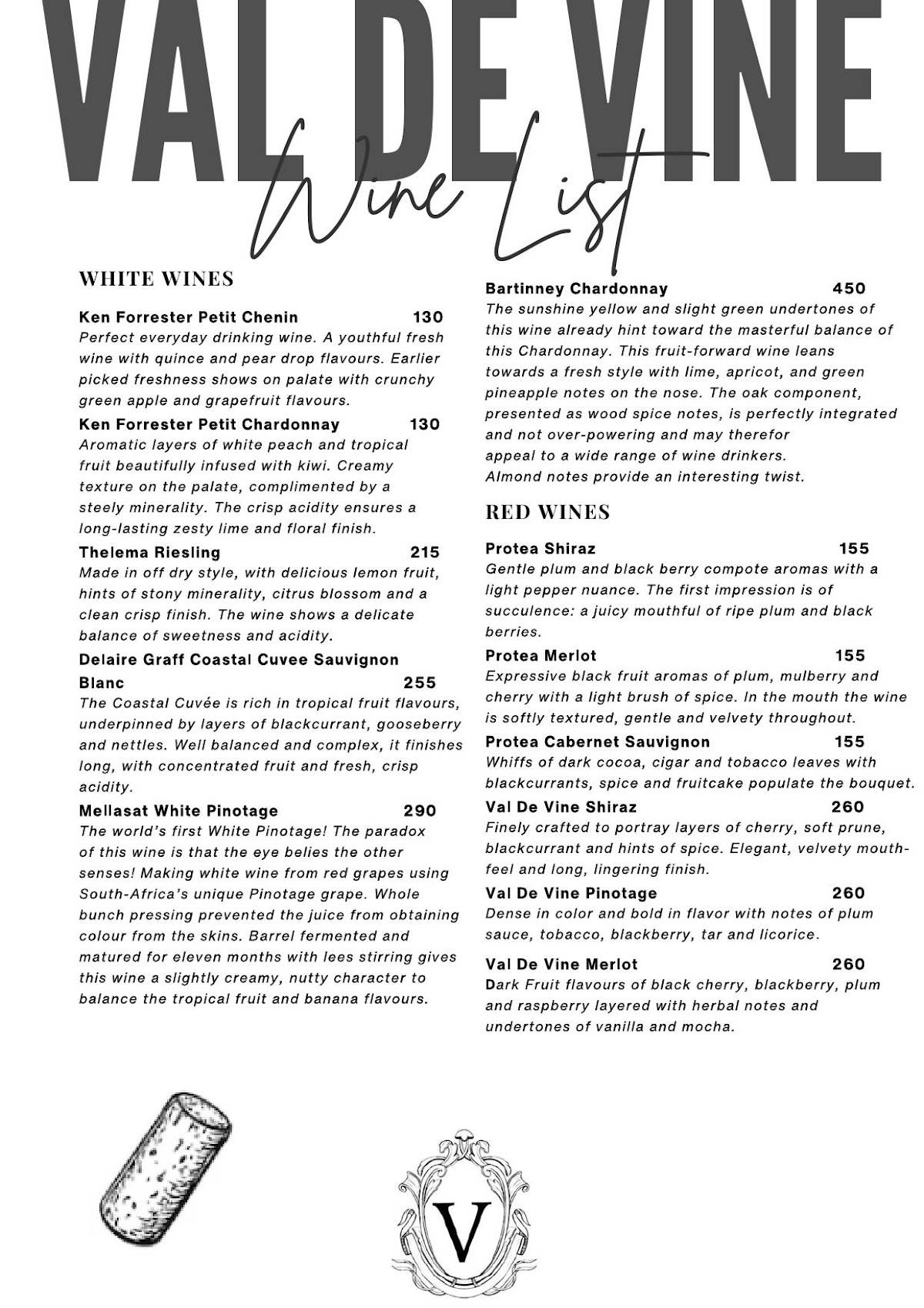 Menu At V Restaurant Val De Vine Stellenbosch Menu At V Restaurant Val De Vine Stellenbosch