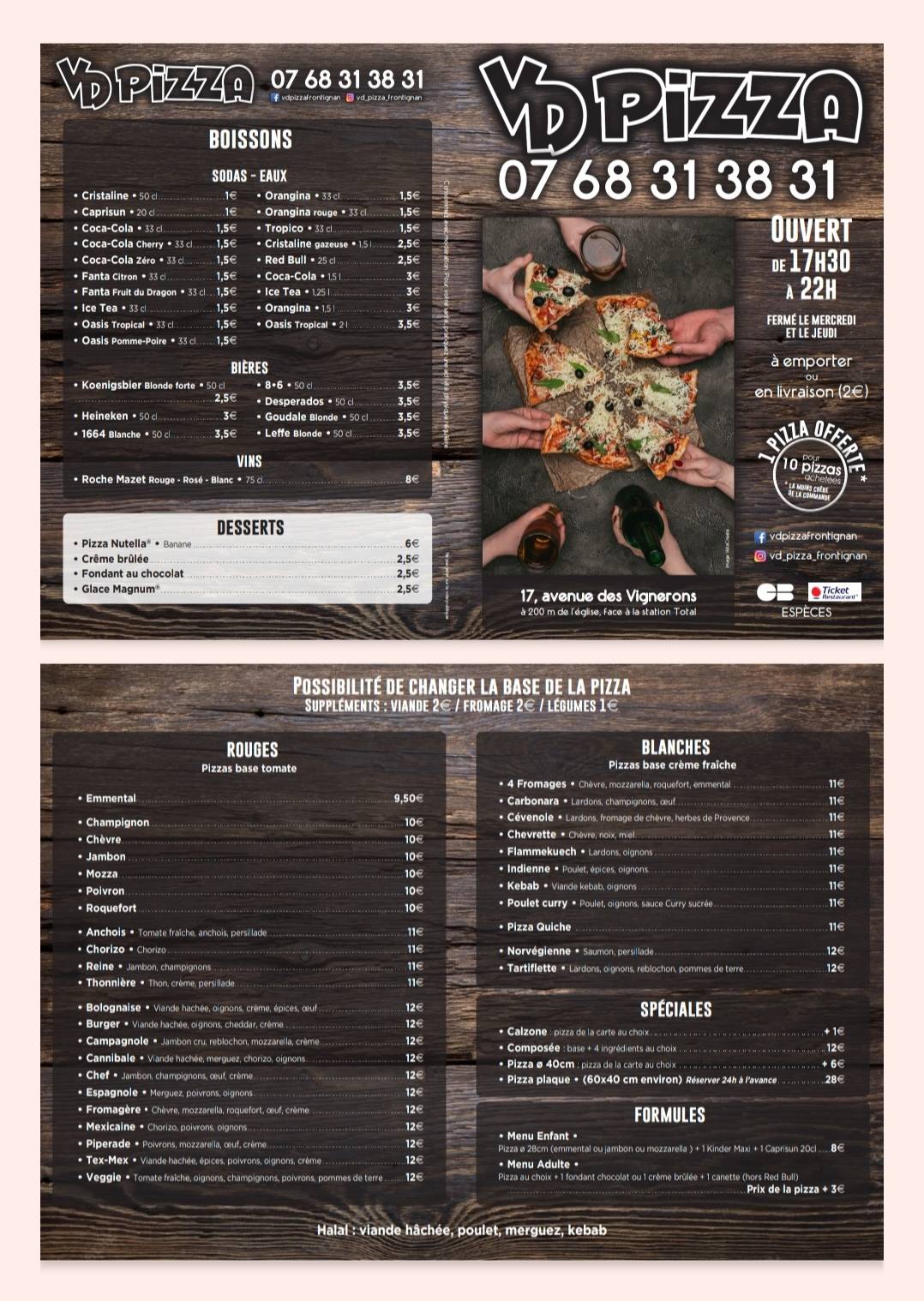 Menu de VD Pizza