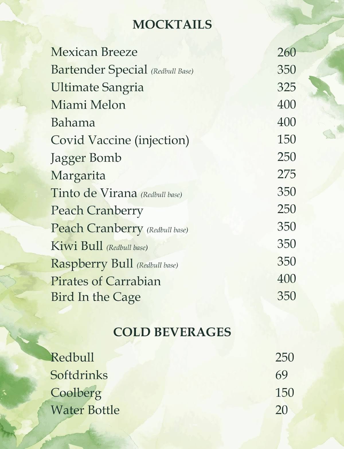 Veranda Rooftop Restro Cafe menu