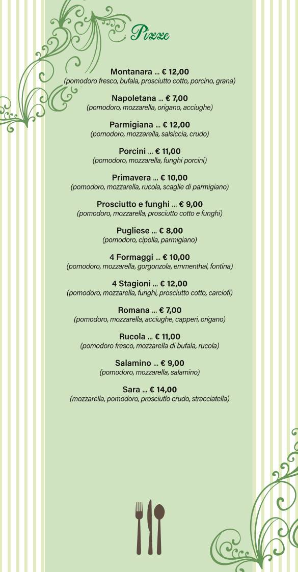 Menu di Verdi Ricordi Pizzeria Ristorante Parma 