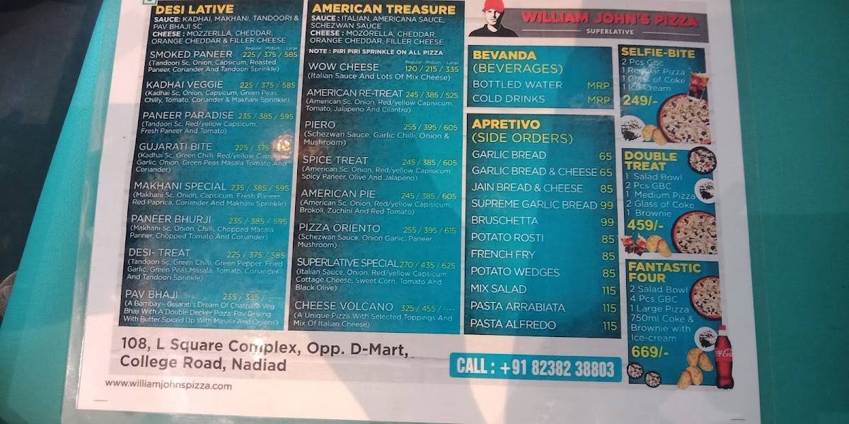 William John's Pizza Superlative Nadiad menu