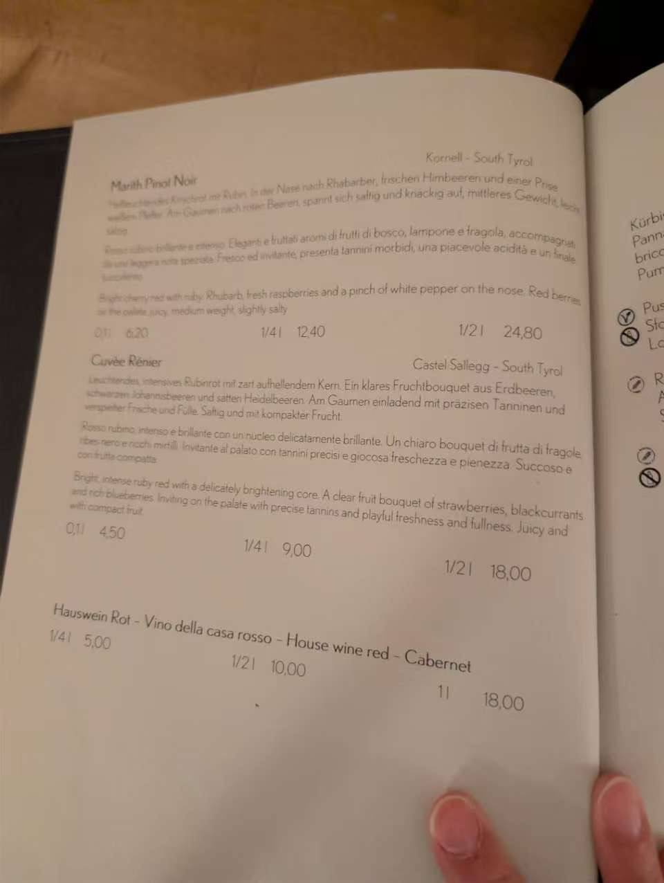 Menu di Ristorante Winkelkeller 