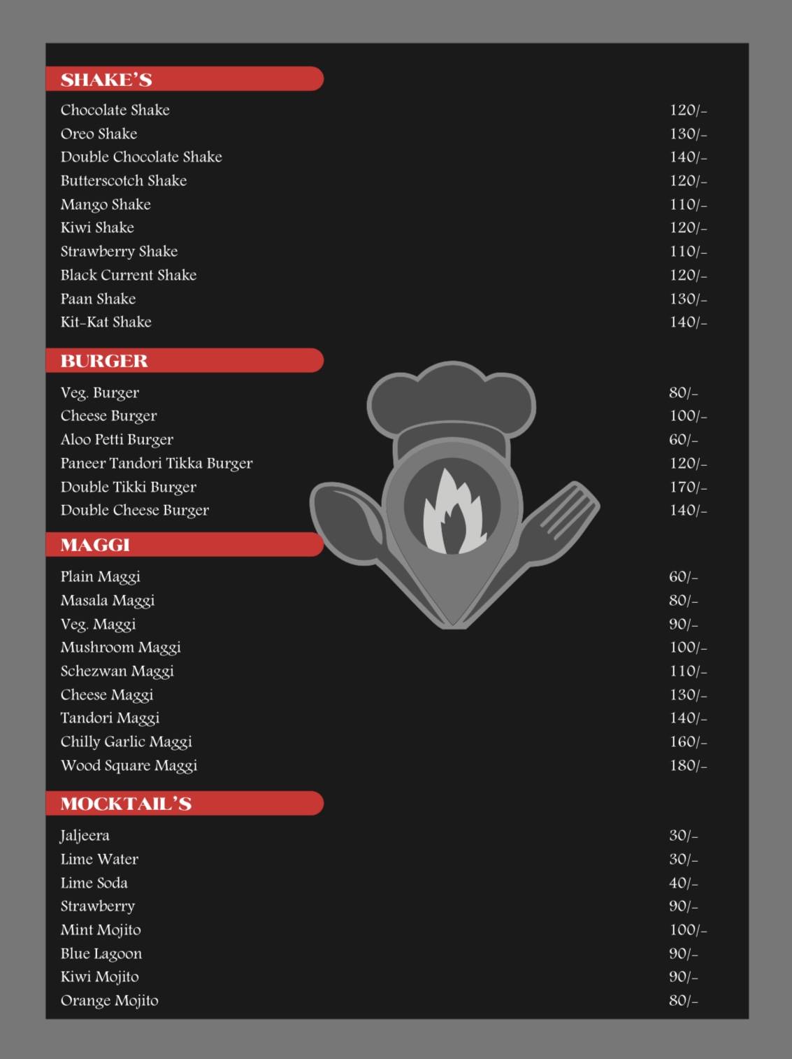 Wood Square Restaurant ( best restaurant in ujjain ) menu