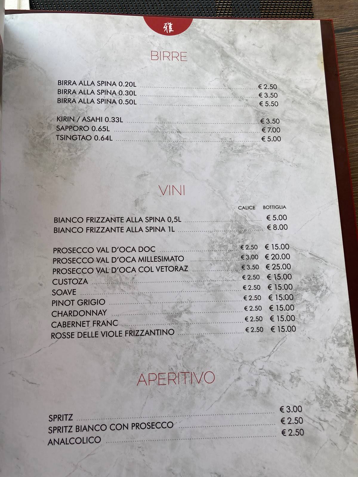Menu di Ya Sushi! 
