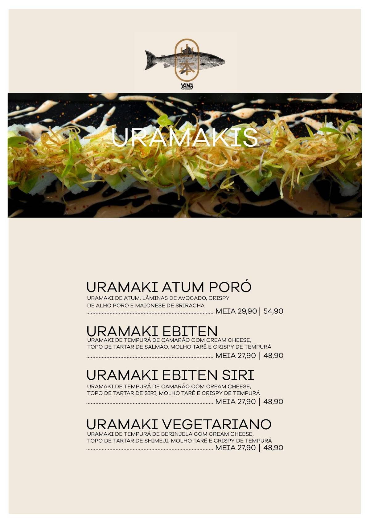 Yama Creative Sushi cardápio
