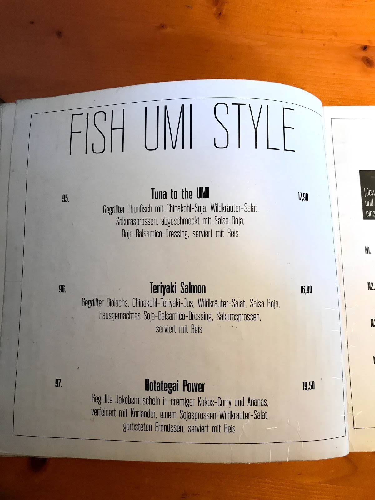 Zen Bonn Speisekarte