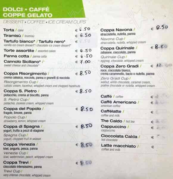 Menu di Zero Gradi 