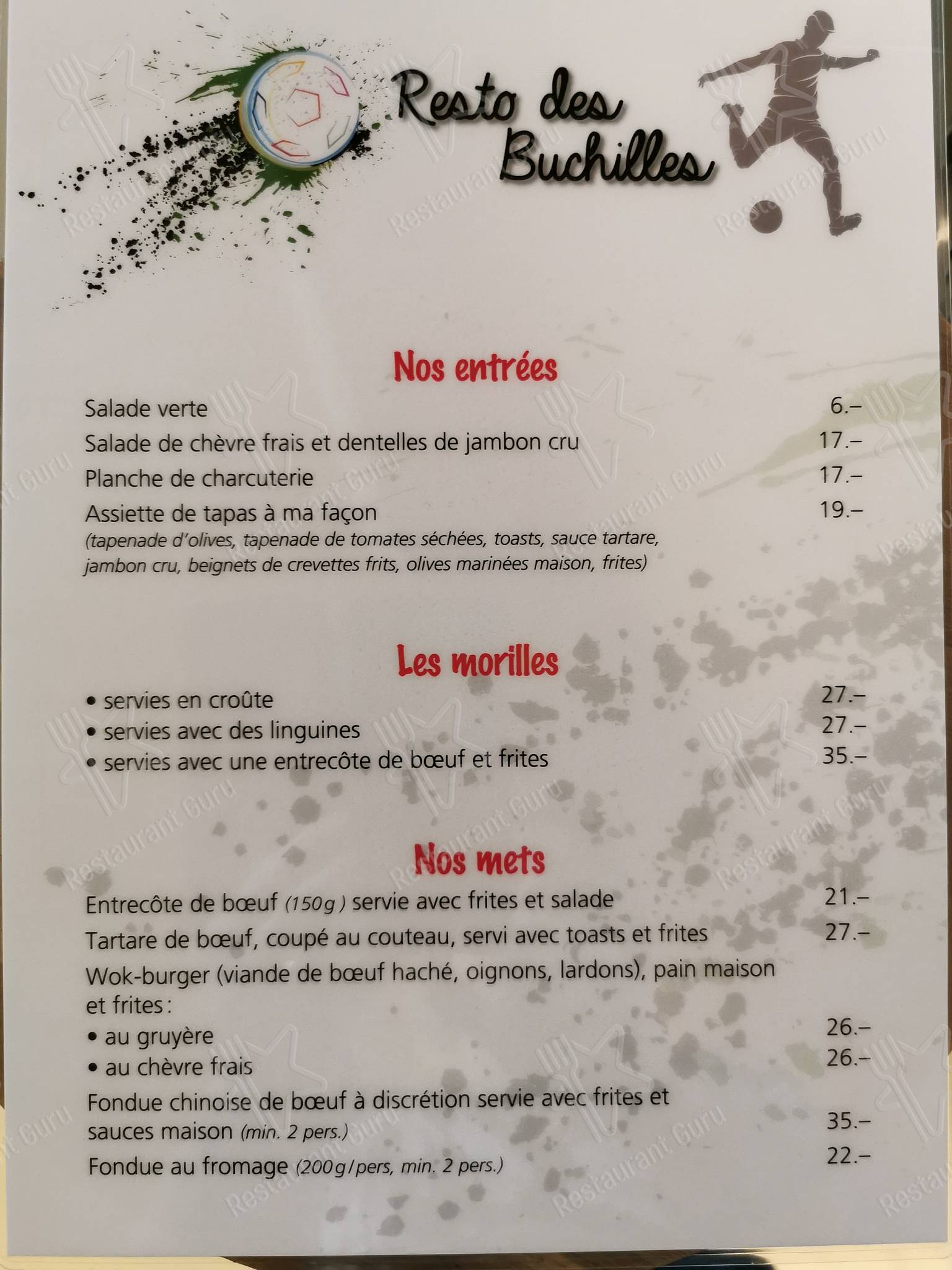 Guarda il menu di (Fermeture Estivale) Restaurant des Buchilles Chez Caro