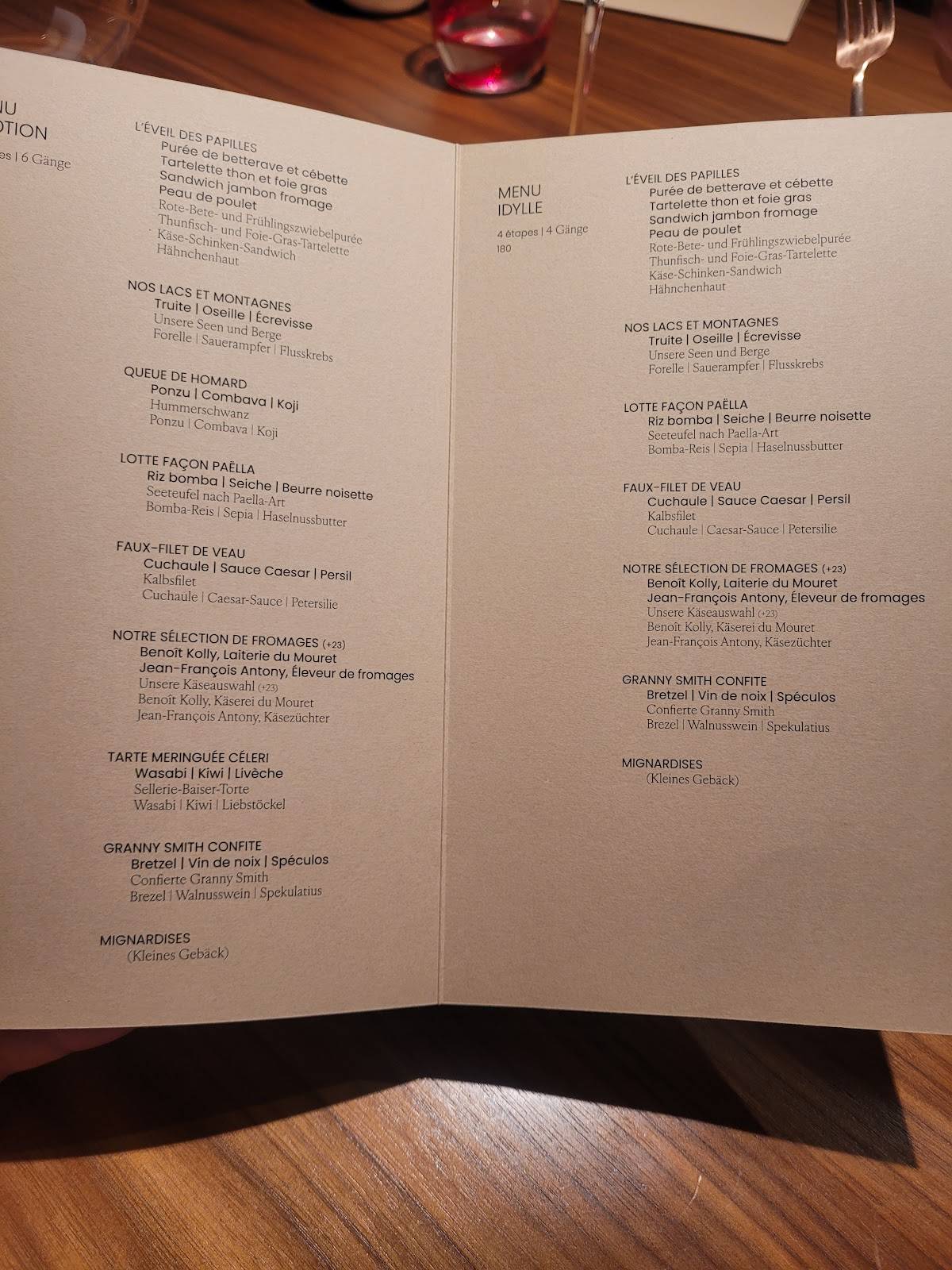 Menu di Restaurant des Trois Tours 