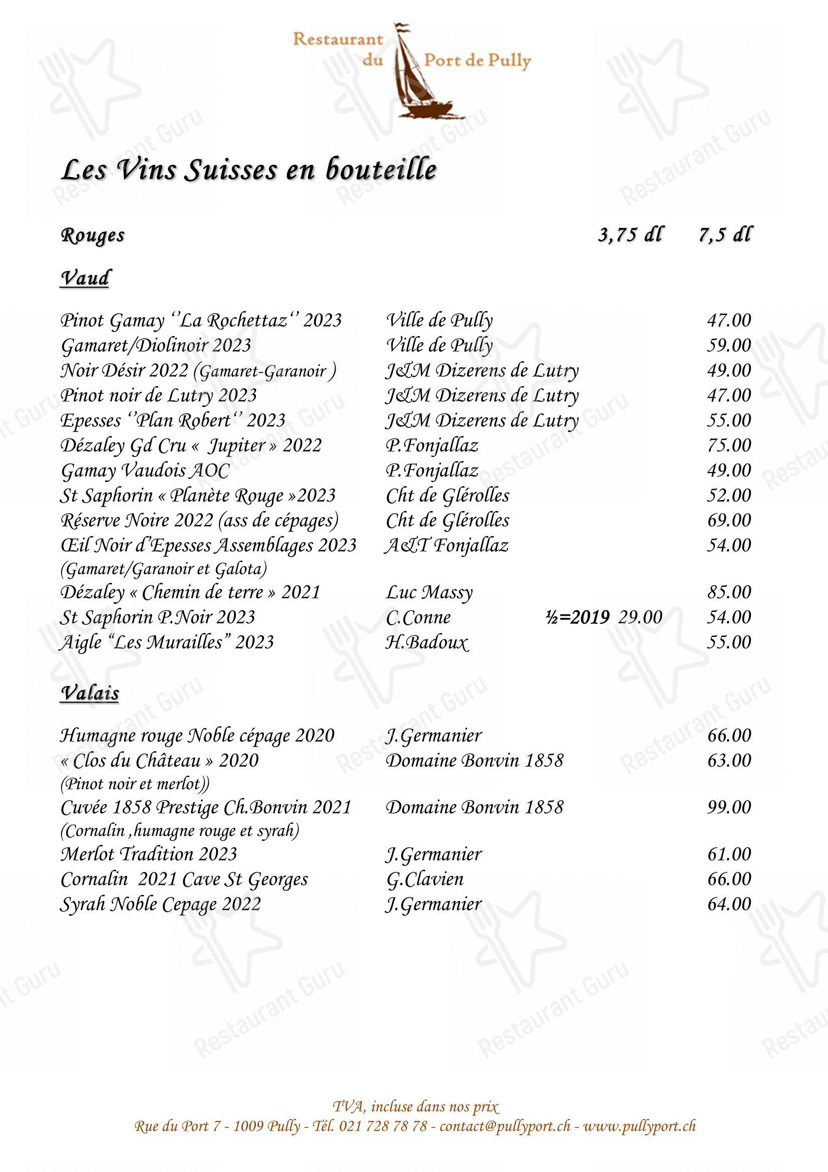 Restaurant du Port de Pully in Pully - Крафт меню