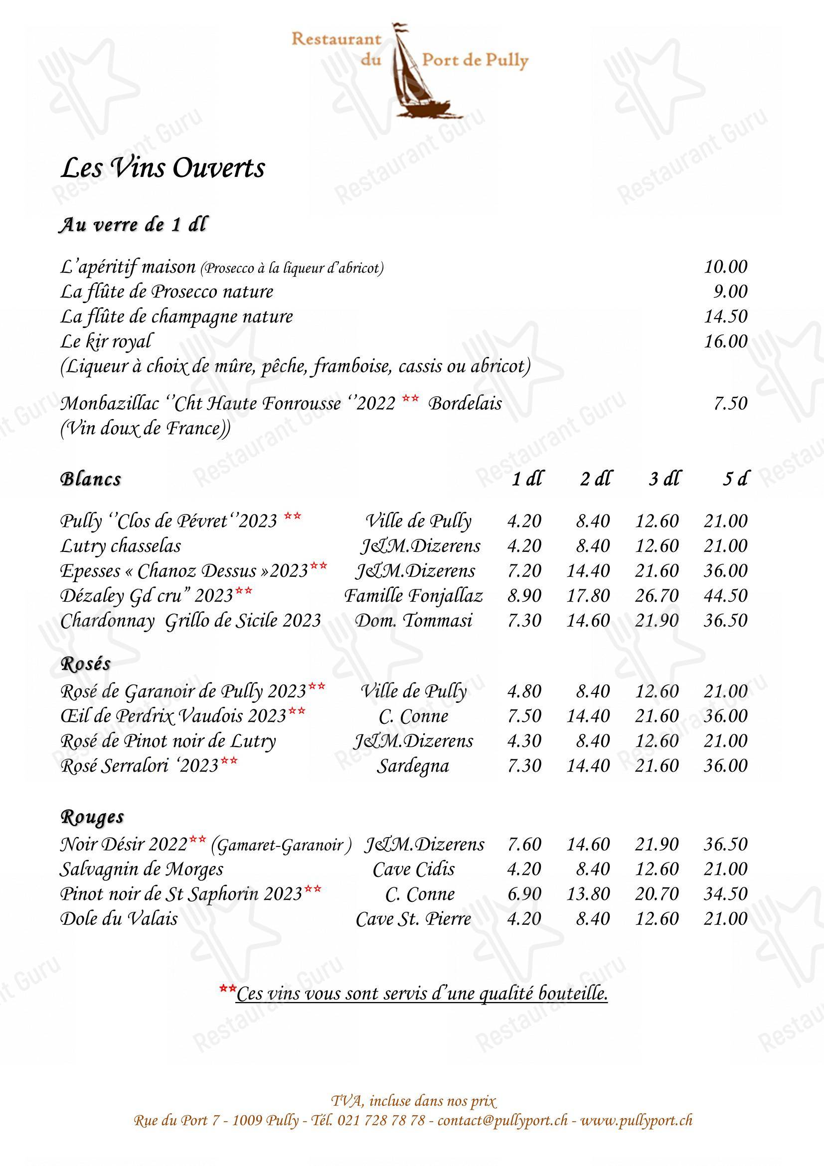 Крафт меню per Restaurant du Port de Pully ristorante