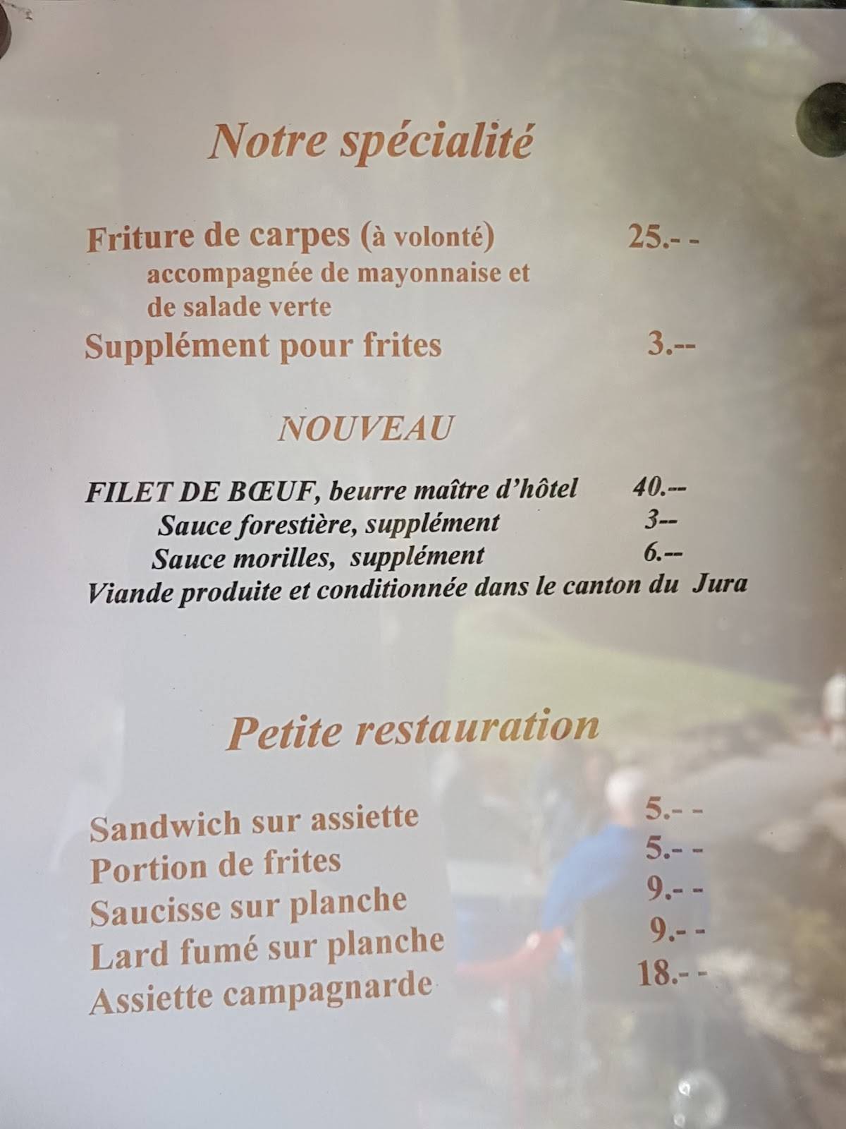 Menu di Restaurant du Vorbourg 