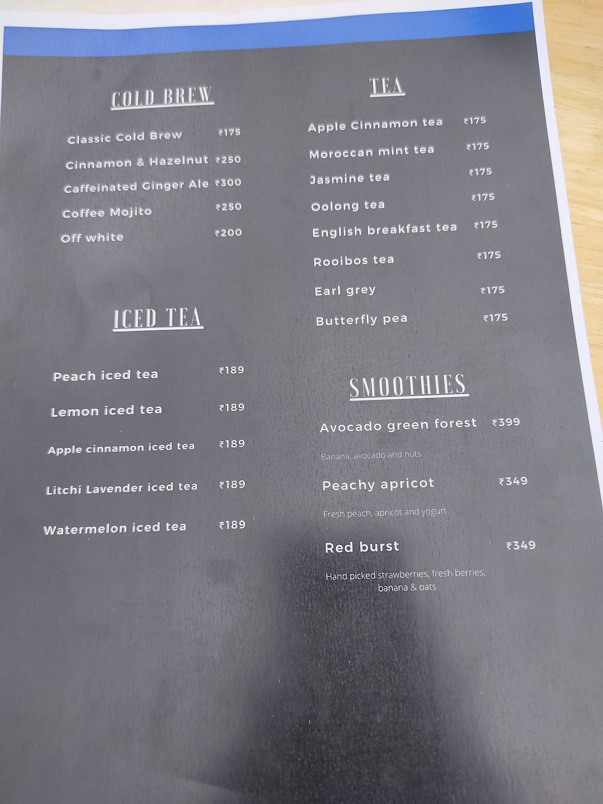 Menu At E woke Hyderabad Menu At E woke Hyderabad