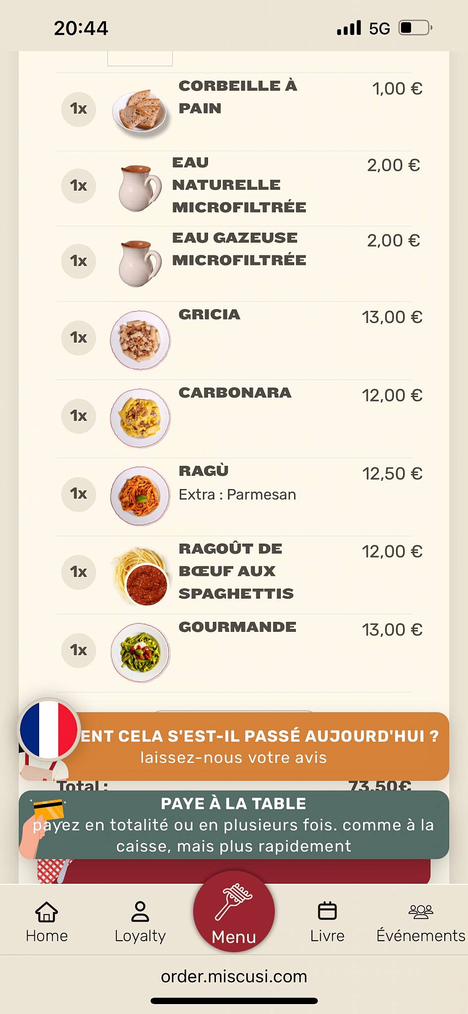 Menu di Miscusi | Pasta Fresca - Padova 