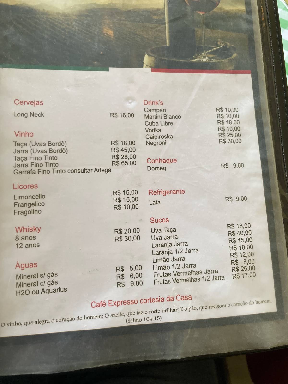 Restaurante Abruzzi cardápio