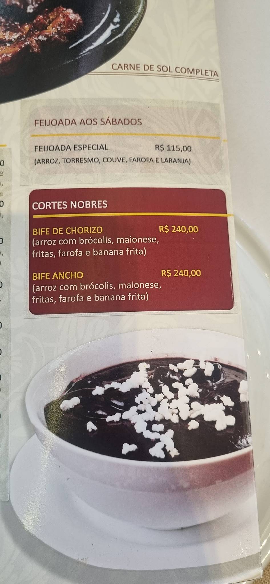 Bom Prato cardápio