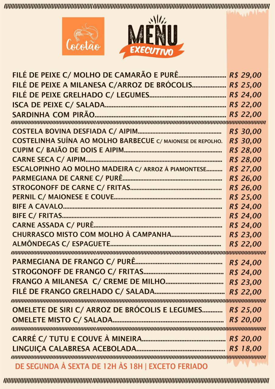 Restaurante Cocotão cardápio