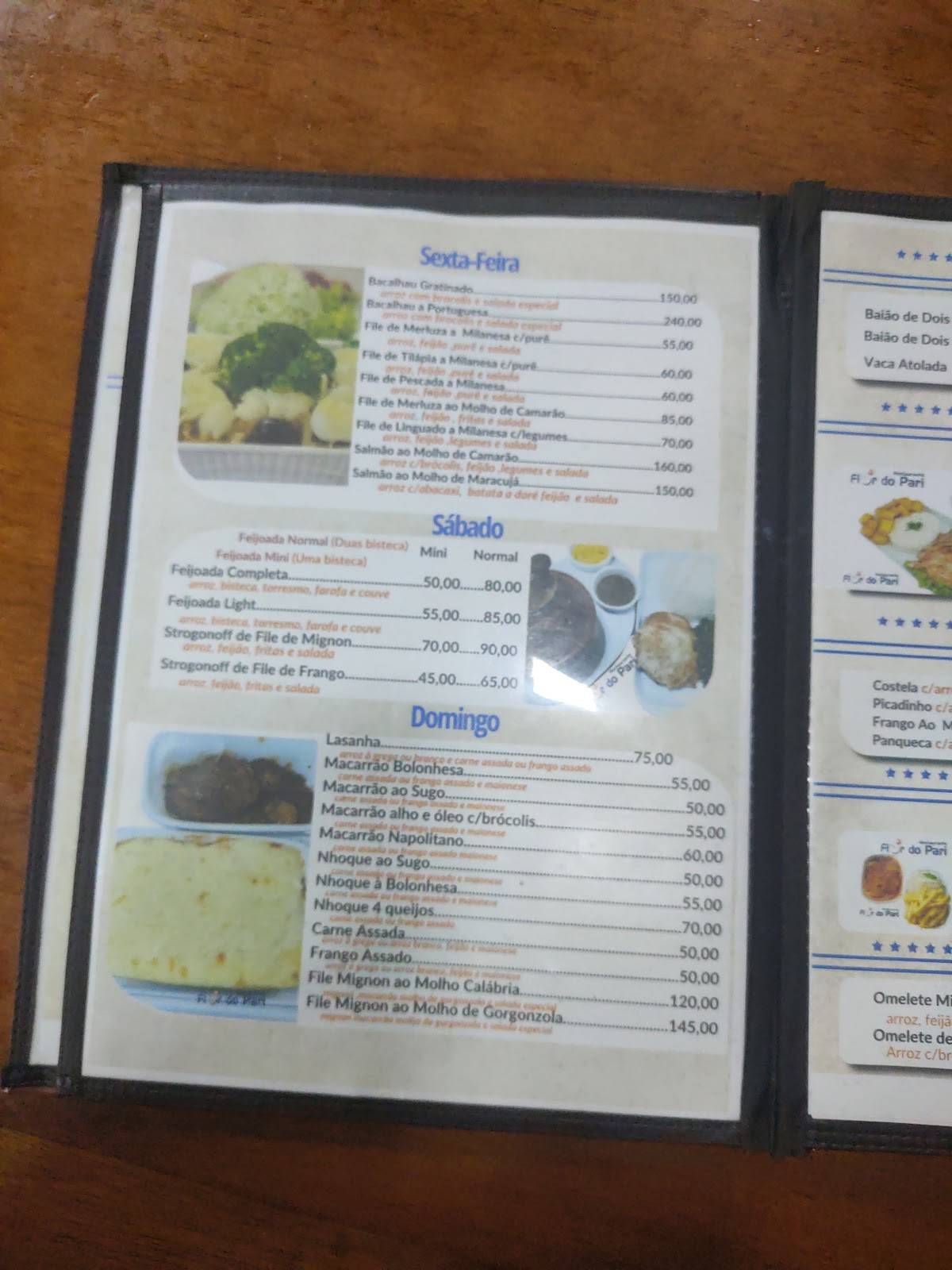 Restaurante Flor Do Pari cardápio